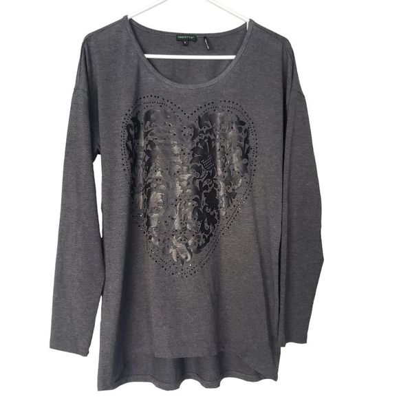 𝅺TRICOTTO Grey long sleeve top shirt medium - Picture 1 of 5